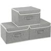 ENUMAIL Scatole Portaoggetti Lavabile con Manici,33x23x20cm,Grigio,3 Pezzi