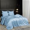Gezu Bambù Copripiumino 220 x 240 cm Blu Set copripiumino 220 x 240 cm, per adulti, 2 persone Tencel Lyocell Liscio Seta Naturale Lucido Bambù Biancheria da letto con 2 Federe 65 x 65 e Chiusura Lampo