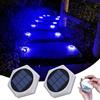 YiLaie Segnapasso 20 Leds Esterno Solare, 10cm Luci Esagonali da Giardino con Adesivo Luce 360°, Faretti Solari a Pavimento IP68 Calpestabili per Viale, Camminamento, Scale, Luce Blu (2 Pezzi)