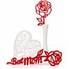 Generico Regalo Festa della Mamma Decorazione Rosa Best Mom Soprammobile Elegante Idea Regalo Mamma Casa Cuore e Vasetto Design Moderno