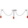 LEDSone Lampadario industriale Edison a 3 teste E27, regolabile, a forma di ragno, con attacco a soffitto (Arancione)