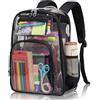Eulihent Zaino Trasparente Grande in PVC Impermeabile Plastica Scuola Borsa Robusto Durevole Casual Bag Zainetto Borsa Libro per Scuola Palestra Lavoro Viaggio Stadio Uomo Donna (Version B)