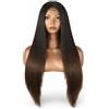 Ser Mulher Parrucca Donna Front Lace 60 cm, Capelli Lunghi Lisci Naturali - Termofibra Resistente al Calore 180° - Effetto Reale, Morbida e Modellabile - Uso Quotidiano, (Castano Scuro Degradee), ANNABELLE