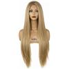 Ser Mulher Parrucca Donna Front Lace 60 cm, Capelli Lunghi Lisci Naturali - Termofibra Resistente al Calore 180° - Effetto Reale, Morbida e Modellabile - Ideale per Uso Quotidiano, (Biondo Cenere), ANNABELLE