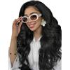 WIGNEE 13x6 Lace Front Wig Natural Black 29 Inch (74 cm) Trendy Flip Curl Wavy Wig for Black Women, Glueless HD Lace Synthetic Wig, Heat Resistant Futura Fiber, Easy Wear Daily & Salon Look