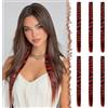 FESHFEN Extension Capelli Clip Leopardo Rosso, Ciocche Colorate per Donna