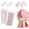 QINGZY 32 Pezzi Unghie Gel Adesive, Smalto Adesivo Gel Autoadesiva, Glitter Bianco Rosa Decorazioni Unghie, Smalto Stickers per Donne e Ragazze Nail Art Disegni