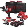 MILWAUKEE M18 FPP2FF-504X FUEL kit 18V trapano a percussione M18 FPD2 e smerigliatrice 125 mm M18 FSAG125XB