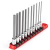 TEKTON Set di chiavi a bussola esagonali lunghe da 1/4 con binario, 11 pezzi (2-8 mm) | SHB90107
