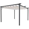 BRICOZONE Pergola Gazebo da Giardino con Telo Retrattile Impermeabile Richiudibile Struttura in Acciaio per Terrazzo Balcone Veranda Patio Piscina Esterno Design Moderno Elegante 3 x 4 M Beige