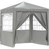 vidaXL Tenda Party Grigio chiaro 200 x 200 x 240 cm PE e Acciaio, Tenda moderna per eventi all'aperto, padiglione per feste, rifugio temporaneo per sole, perfetta per matrimoni e festival