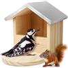 WILDLIFE HOME Grande mangiatoia per uccelli robusta appositamente progettata per uccelli di grandi dimensioni come picchi, gazze e scoiattoli & Co. I in legno massello con tetto in metallo,
