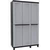 Bonussi Armadio Portascope Modulare da Esterno 102x39x170 cm 3 Ante 3 Ripiani in Polipropilene Twist Grigio e Nero