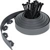 Froadp Bordature da Giardino Flessibile per Prato, Palizzate del Bordo del Letto in Plastica, Curve del Bordi con le Ancore del Terreno, Recinzione Bordatura con Chiodi di Fissaggio (30m, Grigio)