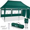 tillvex Gazebo 3x6m da Giardino | Gazebo pieghevole regolabile in altezza | Tenda Pop up impermeabile da protezione UV 50+ | Tenda Padiglione + Sacca di Trasporto (Verde - con 3 pannelli laterali)
