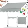 tillvex Tenda da Sole a Bracci con Manovella | Protezione Balcone, Regolabile, Senza Forare, a Manovella | Tenda resistente per Esterno (Grigio chiaro, 150cm)