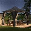 Devoko Gazebo Esterno Resistente 3x3m con Luce LED, Gazebo da Giardino Impermeabile Robusto per 4-6 Persone, Doppio Tetto Protezione UV50+, Tenda da Giardino per Famiglie Festival Eventi, Grigio
