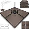 tillvex® Base per Ombrellone 90 Litri / 120 kg - 4 Pezzi per Ombrellone Decentrato con Connettore Metallico | Porta Ombrelloni Riempibile con Acqua o Sabbia | Supporto Ombrellone (Marrone)