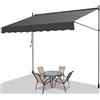 Fiqops Tenda da Sole 300x120cm a Morsetto con Manovella per Balcone, Regolabile in Altezza, Idrorepellente, Senza Forare, Grigio
