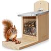 WILDLIFE HOME Mangiatoia per Scoiattoli con Tetto in Metallo I Stazione di Alimentazione in Legno Massiccio Avvitato I Resistente alle Intemperie & Non Trattato I Casetta per Scoiattoli per Mangime