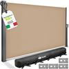 tillvex® Tenda laterale estensibile e oscurante 160 x 350 cm con copertura per balcone, giardino e terrazzo | Tenda a rullo con supporto a parete | Protezione dal sole, in acciaio inox, antivento