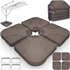 tillvex® Base per Ombrellone 60 Litri / 80 kg - 4 Pezzi per Ombrellone Decentrato con Connettore Metallico | Porta Ombrelloni Riempibile con Acqua o Sabbia | Supporto Ombrellone (Marrone)