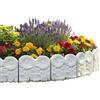 MONDO ARTISTICA Bordura per Aiuola da Giardino, 5 Pezzi da 29x36 cm, Totale 145 cm, Cordolo Decorativo con Motivo Floreale In Cemento Bianco