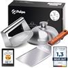 PUKPU Kit Smash Burger 3 Pezzi - Pressa Hamburger, Spatola Inox e Cloche Formaggio per Piastra Smash Burger e Barbecue