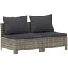 vidaXL Divano da giardino a 2 posti, in polyrattan grigio resistente e struttura in acciaio verniciato a polvere, design contemporaneo con comodi cuscini e cuscini, resistente alle intemperie, facile