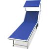 Bricobravo 89908B -Lettino mare stabilimento spiaggia in alluminio,viti INOX 180x61xh40 sdraio (BLU)