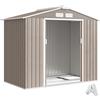 Outsunny Casetta da Giardino Porta Utensili in Lamiera di Acciaio con Fondazione, 2.42m² Capanno da Giardino in Acciaio con Porte Scorrevoli, 213x130x185 cm, Marrone Chiaro