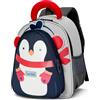 PROTAURI Zainetto Bambino, Zaino Asilo con Disegno Animale Cartoon Riflettente e Cinturino Toracico, Sacca Asilo Bimbo di Grande Capacità, 2-6 Anni, 10.3L, Grigio Pinguino-Design