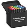 Tongfushop Marcatore 40 Colori, Pennarelli Doppia Punta, Pennarelli ad Alcool Professionali con Borsa e Distanziatore, Adatti per Sketch, Colorare, Illustrazioni, Disegnare, Anime