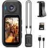 TOSBARRFT Mini videocamera per il corpo, scheda da 32 GB, 1080P 180 p 180 ° con obiettivo flip per vlogging, batteria da 150 minuti, telecamera di sicurezza personale con clip magnetica per polizia