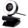 WORLDWIDETRADERS Webcam per PC per streaming HD 1080P, PA552 USB Pro Computer Web Camera Videocamera per Mac Windows Laptop Conferenze Gaming Webcam con Touch Screen Ring Light & Microfono & Treppiede