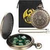 DND NURD Set di dadi poliedrici da 7 pezzi, per giochi DND, accessori DND, set per principianti, con grande steampunk, tre teste di drago, custodia per orologio da taschino, per fan dei giochi di ruolo, verde