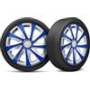 moto-MOLTICO Moltico Copricerchi - Set Copricerchi Universale 4 Pezzi - Adatto a Tutti i Cerchi in Acciaio - Copri Cerchioni - Anello di Sicurezza Regolabile - Blu-Argento - 15 Pollici