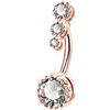 OUFER 14G Piercing Ombelico Acciaio Chirurgico 316L Round CZ Oro Rosa Palline Navel Ring Belly Bar Semplice Gioiello Donna 10mm