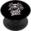 Gamer Coole Sprüche Lustiges Fun Shirt C Chill Bro Cooler Axolotl Occhiali da Sole Scritta Divertente Gamer PopSockets PopGrip Adesivo