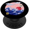 Japanese Wave Line Art inspired by the G Giapponese Vintage Line Art Gru La Grande Onda fuori Kanagawa PopSockets PopGrip Adesivo