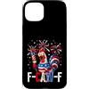 Rooster Meme Fireworks Patriotic Chicken Custodia per iPhone 15 Plus F Caw F Funny 4th of July American Flag Rooster Meme