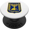 Emblem of Israel Designs Emblema di Israele Menorah Bandiera Israeliana Gerusalemme Pace PopSockets PopGrip Adesivo