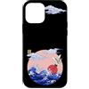 Japanese Wave Line Art inspired by the G Custodia per iPhone 12 mini Giapponese Vintage Line Art Gru La Grande Onda fuori Kanagawa