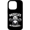 Funny Panda Weightlifting Muscles In Pro Custodia per iPhone 14 Pro Divertente Panda Sollevamento Pesi Muscoli In Progress Palestra Umorismo