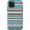 Y2K Retro Aesthetic Stripes Pattern Desi Custodia per iPhone 11 Pro Y2K Marrone Blu Teal Coastal Stripe Pattern Retro estetica