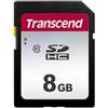 Transcend Scheda di memoria SDXC ad alta velocità da 8 GB (per fotocamere digitali, foto e video, autoradio) Classe 10, UHS-I U3, Video Speed Class V30 per 4K Ultra HD - TS8GSDC300S
