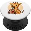 Cute Kawaii Giraffe Drinks Boba Bubble T Cute Giraffe Kawaii Anime Bere Bubble Tea Ragazza Bambini PopSockets PopGrip Adesivo