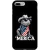 Merica USA Patriotic Cute Funny 4th of J Custodia per iPhone 7 Plus/8 Plus Barbuto Dragon Occhiali da sole Bandiera Americana Bandana Cappello Cowboy
