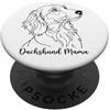 Cute Doxie Weiner Dog Mom Gifts T Shirts Womens Retro Vintage Line Art Long Haired Dachshund Mama PopSockets PopGrip Adesivo