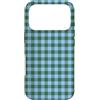 Preppy Gingham Pattern Squares Custodia per iPhone 17 Pro Motivo a quadri estetici a quadretti blu e verdi